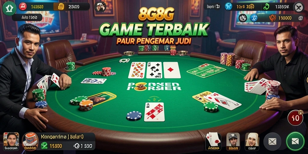 Tampilan gameplay seru di aplikasi poker 8G8G.
