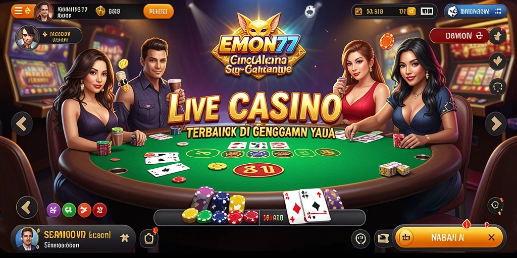 Tampilan menarik dari permainan Live Casino di EMON77.