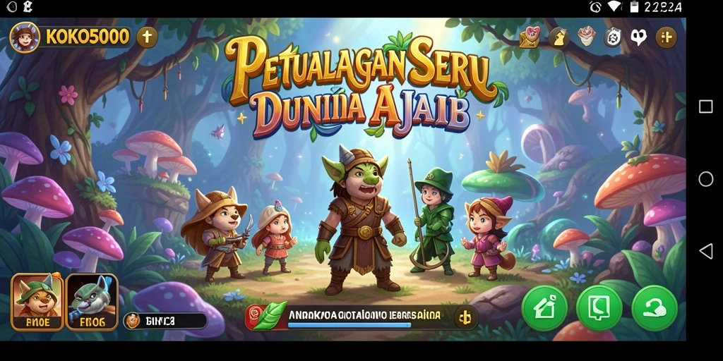 Screenshot gameplay KOKO5000 yang menunjukkan petualangan seru dalam dunia ajaib.