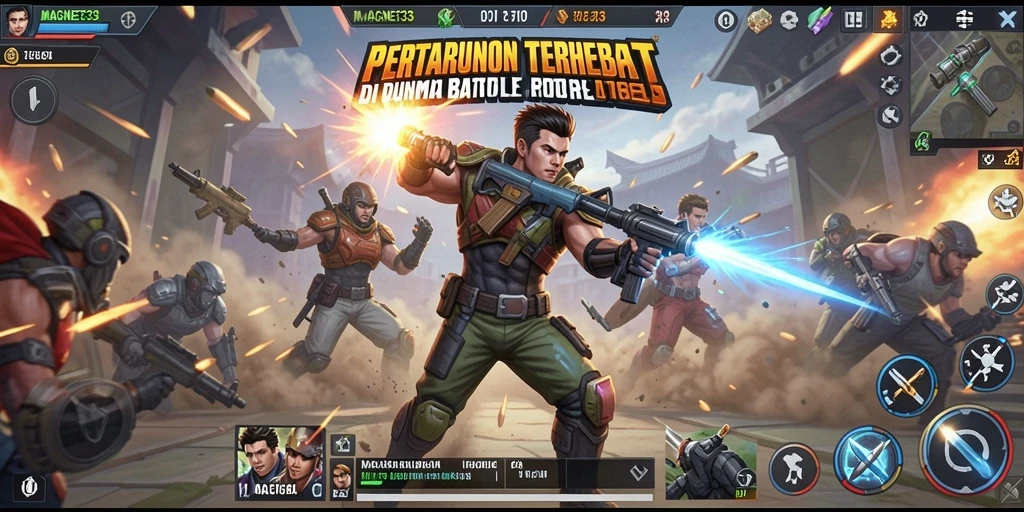 Screenshot aksi gameplay MAGNET33 dalam pertempuran Battle Royale yang mendebarkan.
