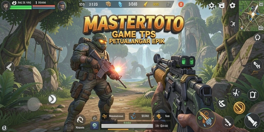 Tampilan utama MASTERTOTO menampilkan aksi seru dalam game TPS.