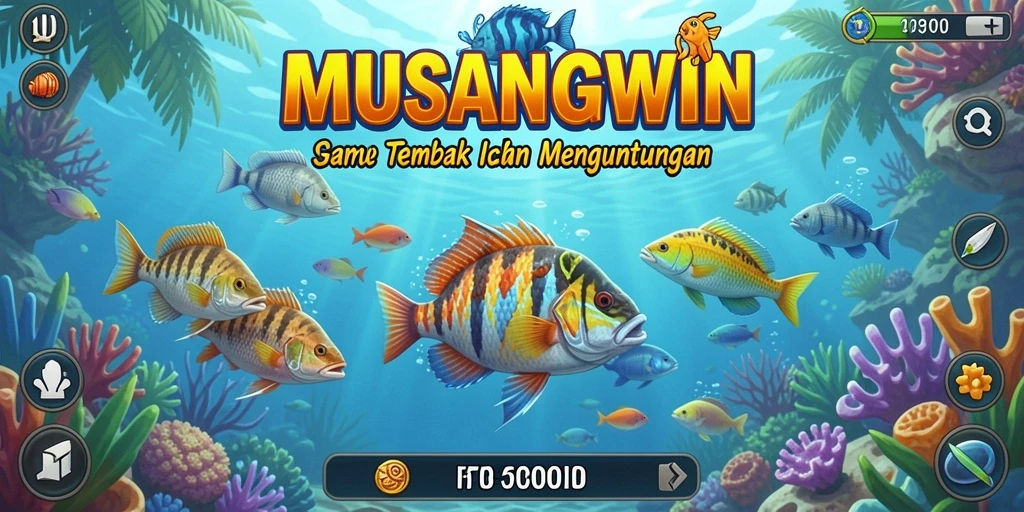 Screenshot gameplay MUSANGWIN yang spektakuler dengan aksi Tembak Ikan.