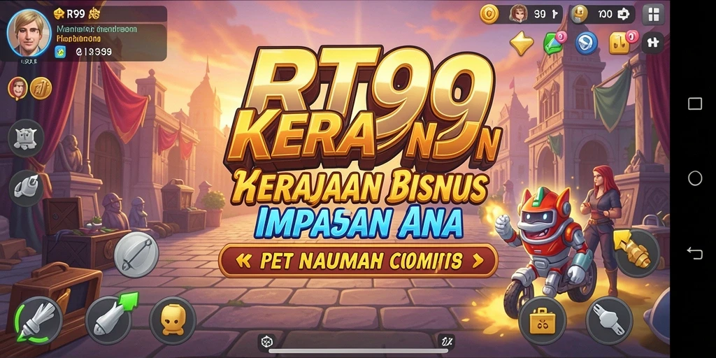 Tampilan screenshot RT99 menampilkan strategi dan pengelolaan bisnis yang seru.