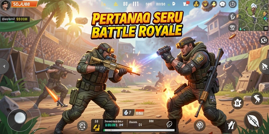 Tampilan seru dari gameplay Battle Royale yang mendebarkan.