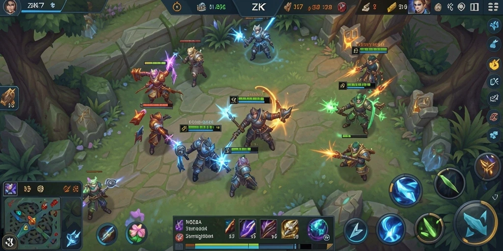 Tampilan gameplay ZK7 yang mendebarkan di arena pertempuran.