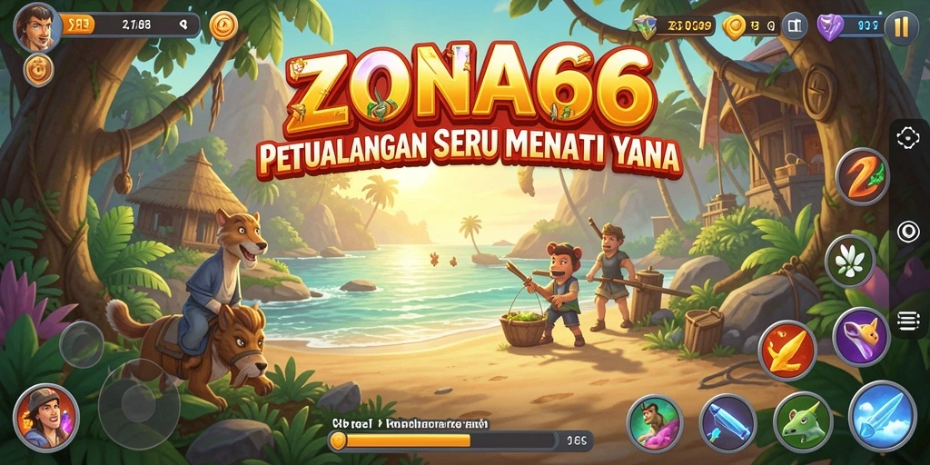 Tampilan gameplay ZONA66 yang menampilkan aksi petualangan seru.